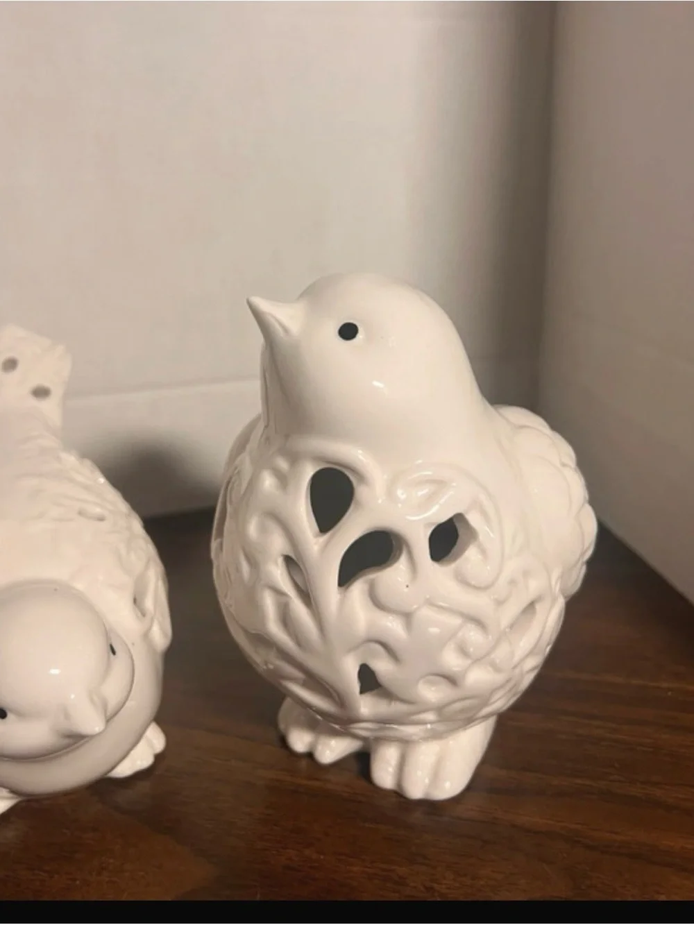 White Ceramic Bird Figurine Trio